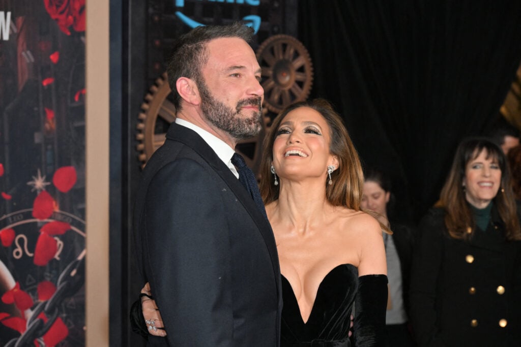 Jennifer Lopez gazes up at Ben Affleck in February 2024.