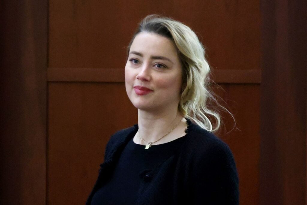 Amber Heard returns after a break in the Depp vs Heard defamation trial at the Fairfax County Circuit Court in Fairfax, Virginia, on April 28, 2022.  