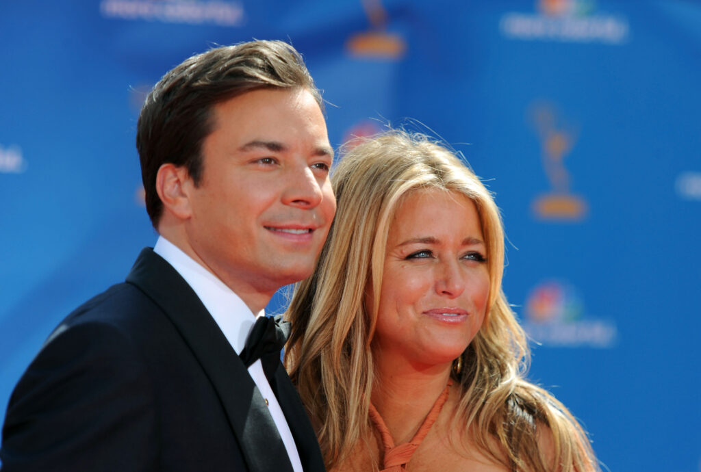 Jimmy Fallon and producer Nancy Juvonen arrive at the 62nd Annual Primetime Emmy Awards held at the Nokia Theatre L.A. Live on August 29, 2010 in Los Angeles, California. 