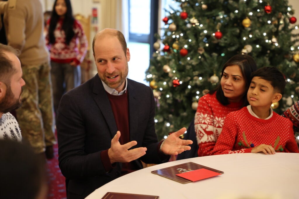 Prince William, Prince of Wales, Colonel-in-Chief, 1st Battalion Mercian Regiment, visits the Regiment for a Christmas event for families at Picton Barracks on December 10, 2024 in Bulford, Wiltshire.