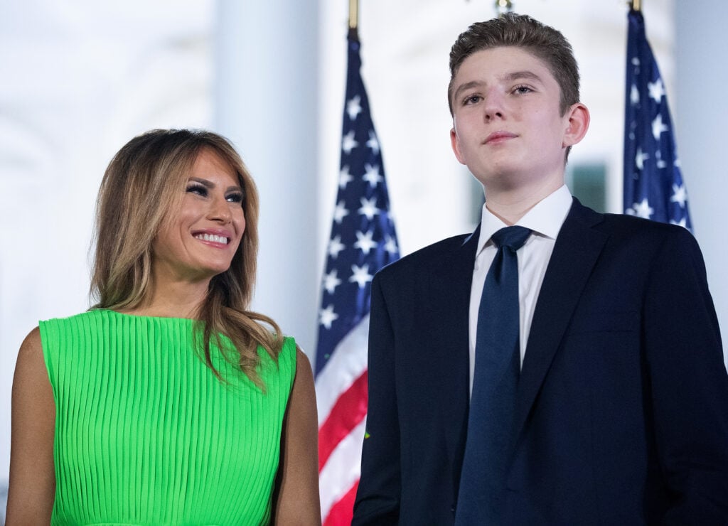 Melania Trump and Barron Trump in August of 2020.