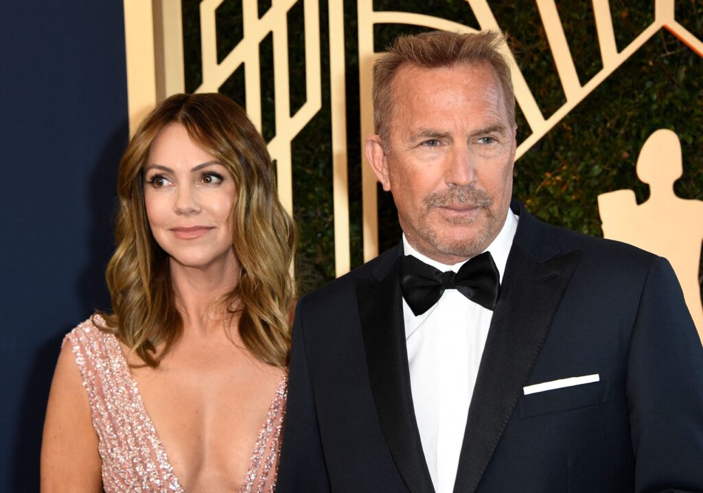 Kevin Costner and Christine Baumgartner on February 27, 2022.