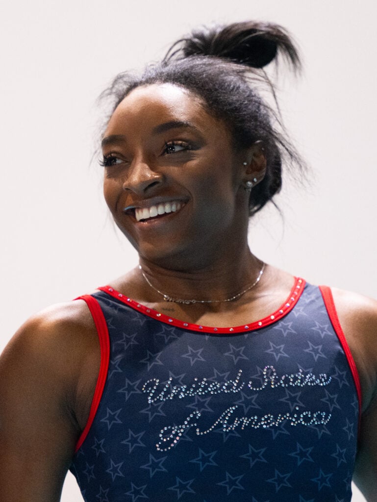 Simone Biles on July 23, 2024 ahead of the Paris Olympics.