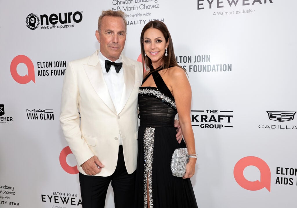 Kevin Costner and Christine Baumgartner on March 27, 2022.